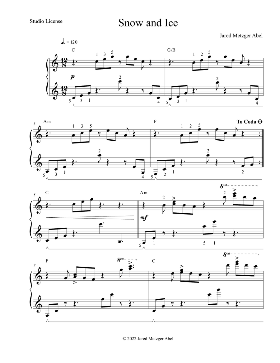 Snow and Ice Snow and Ice Piano Method scores gallery preview page 1
