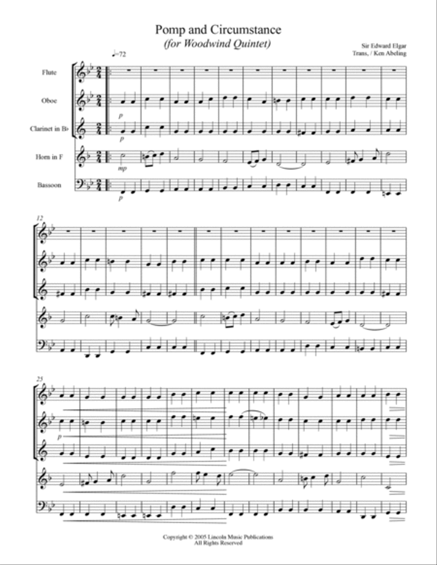 Pomp and Cirumstance (for Woodwind Quintet) Pomp and Cirumstance (for Woodwind Quintet) Woodwind Quintet scores gallery preview page 2