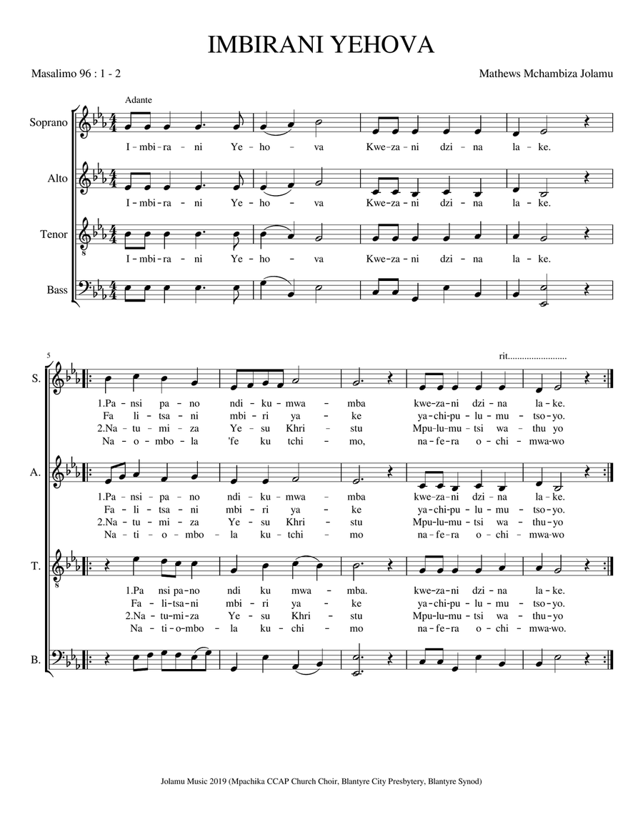 Imbirani Yehova (Sing to the Lord)