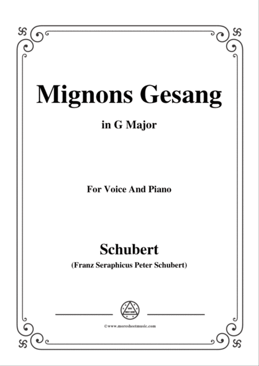 Schubert-Mignons Gesang,in G Major,for Voice&Piano Voice scores gallery preview page 1