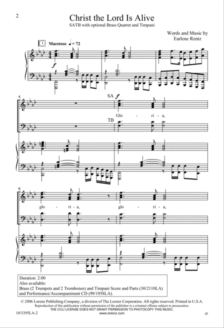 Christ the Lord Is Alive 4-Part scores gallery preview page 1