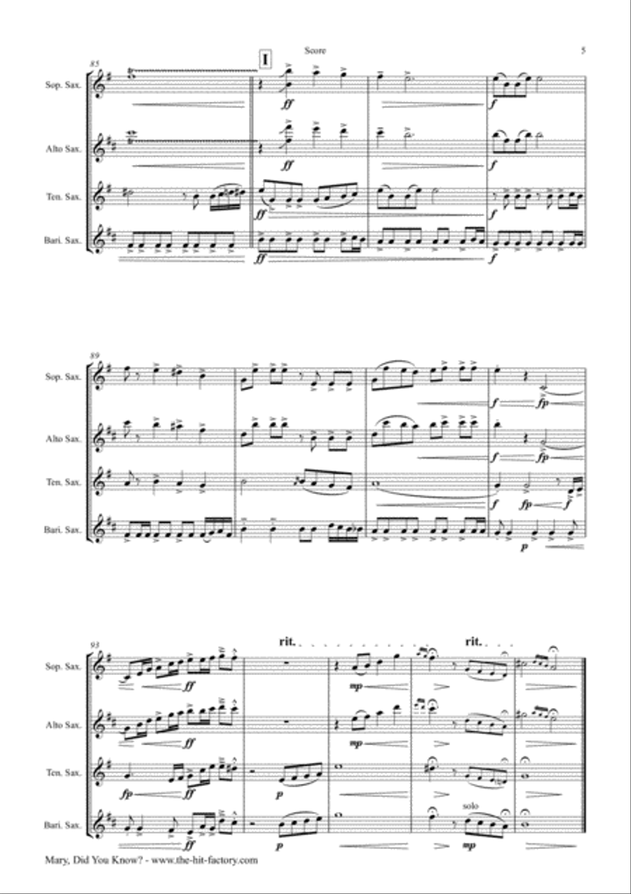 Mary, Did You Know? Woodwind Trio scores gallery preview page 5