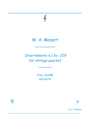 Book cover for Mozart Divertimento kv. 229 n1 for string quartet