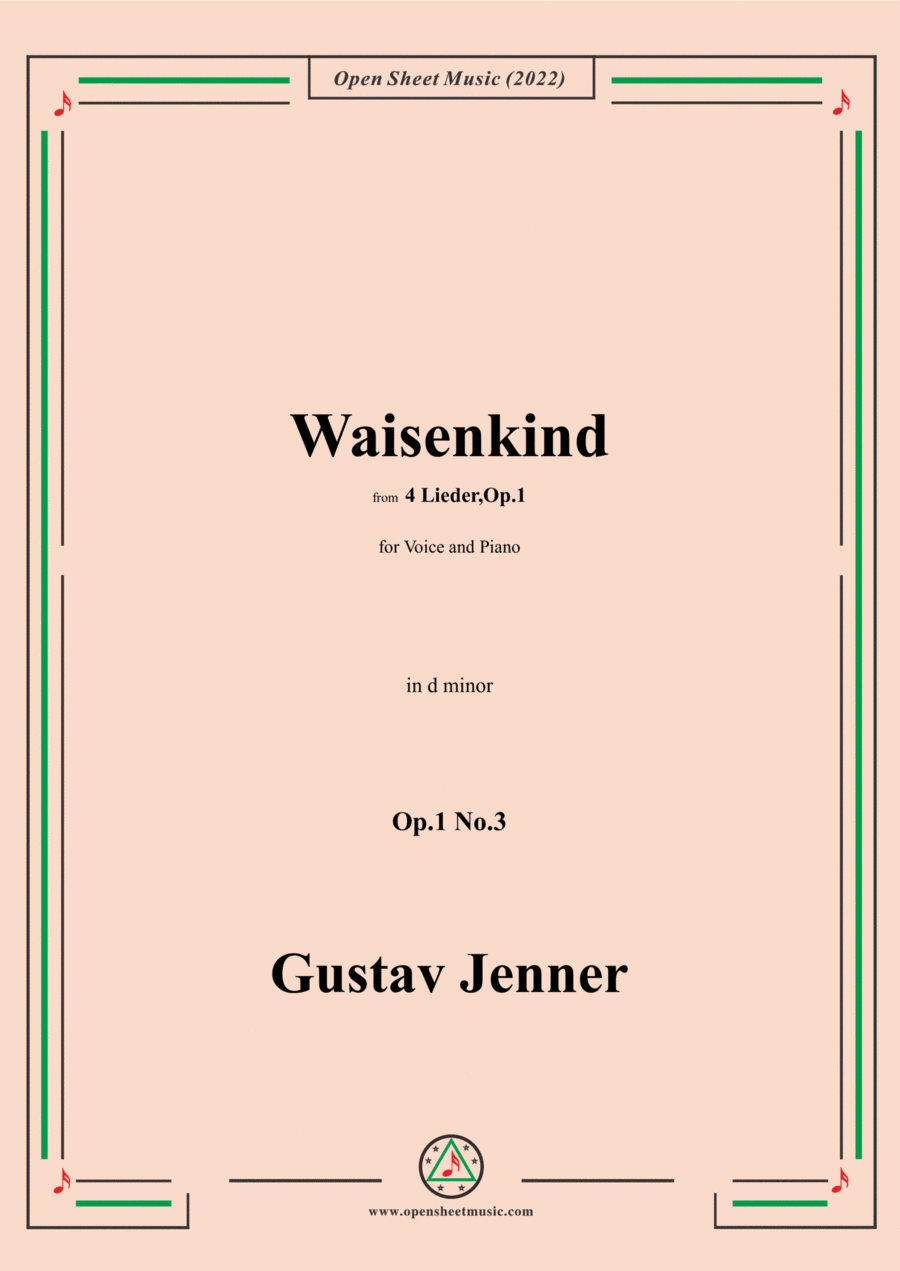 Jenner-Waisenkind,in d minor,Op.1 No.3,from '4 Lieder,Op.1' Voice scores gallery preview page 1