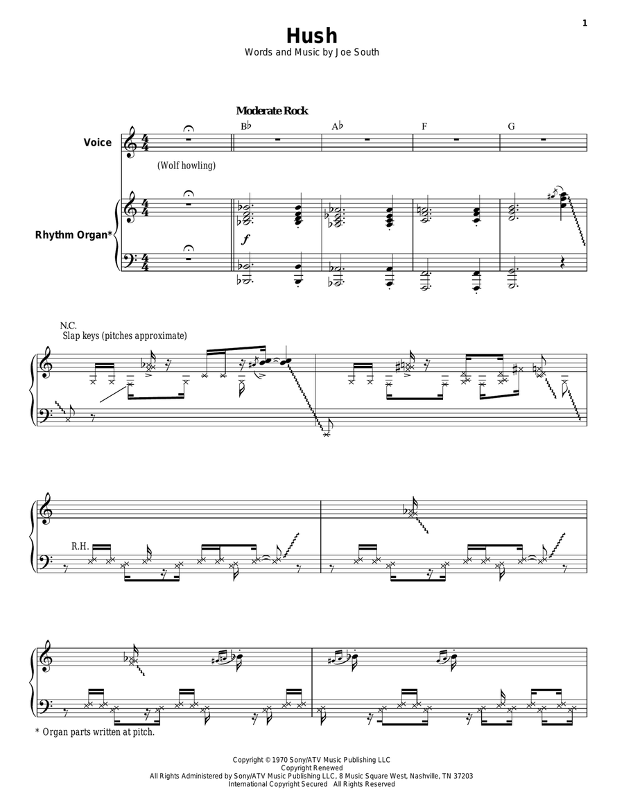 Hush Organ Accompaniment scores gallery preview page 1