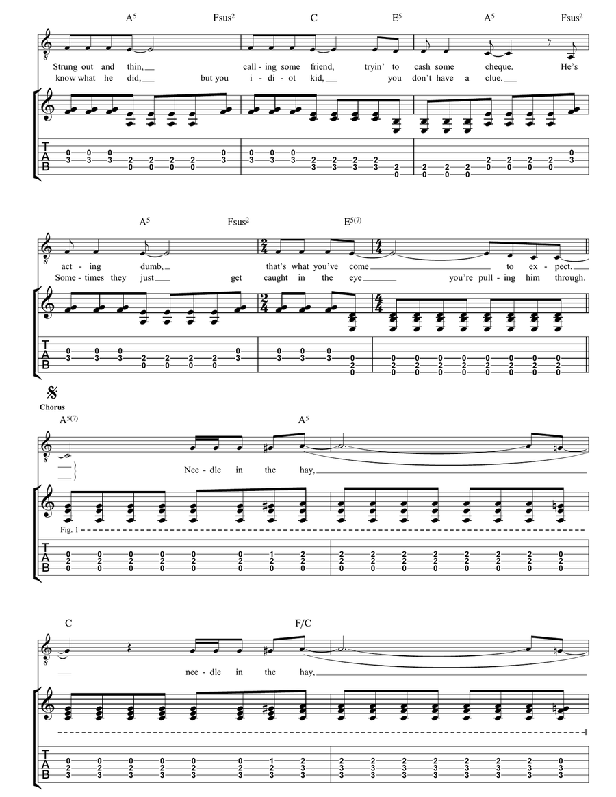 Needle In The Hay Guitar Tablature scores gallery preview page 2