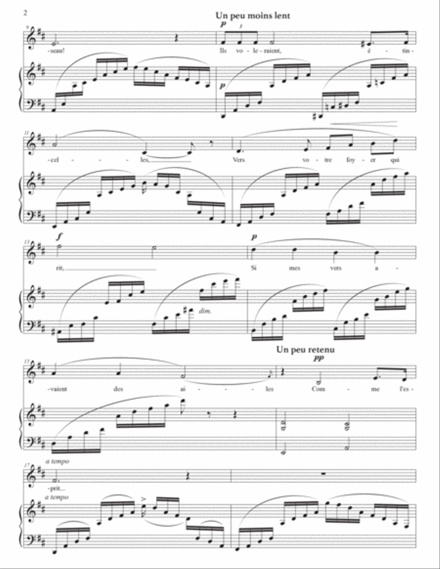 HAHN: Si mes vers avaient des ailes (transposed to D major and D-flat major) Voice scores gallery preview page 3