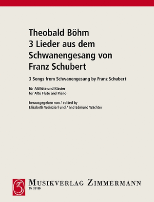 Book cover for 3 Songs from "Schwanengesang" by Franz Schubert