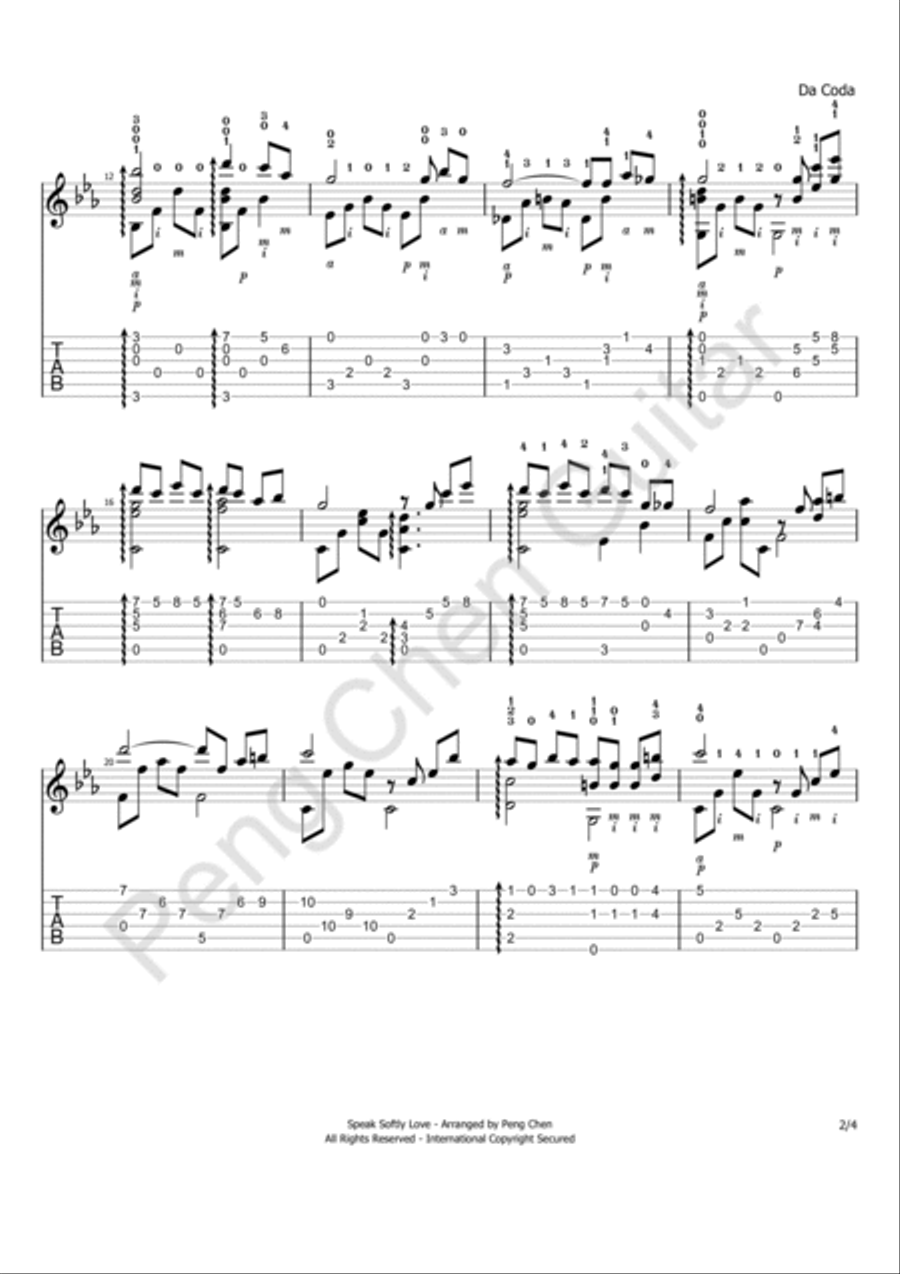 Speak Softly Love Electric Guitar scores gallery preview page 2