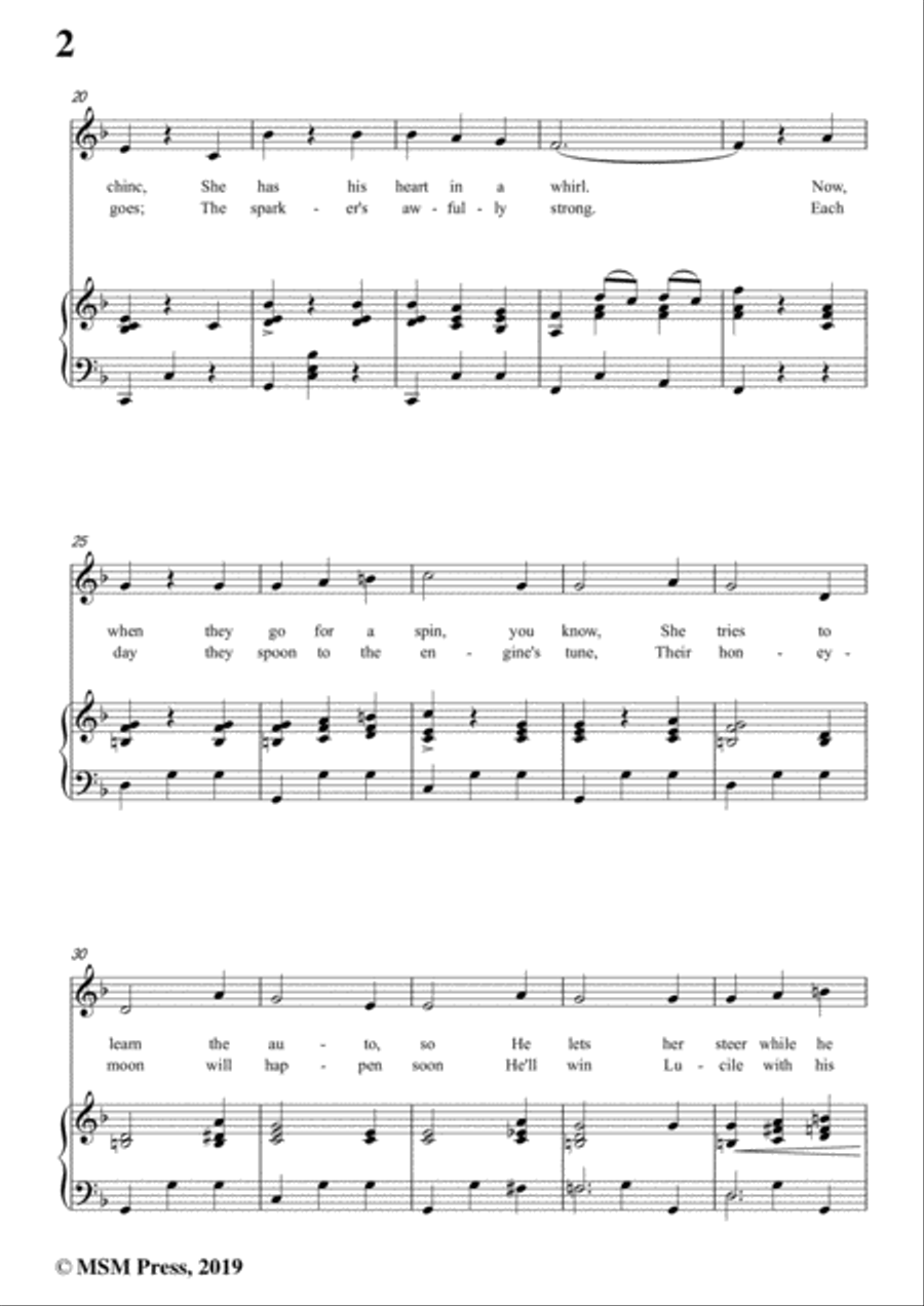 Gus Edwards-In My Merry Oldsmobile,in F Major,for Voice and Piano Voice Solo scores gallery preview page 4