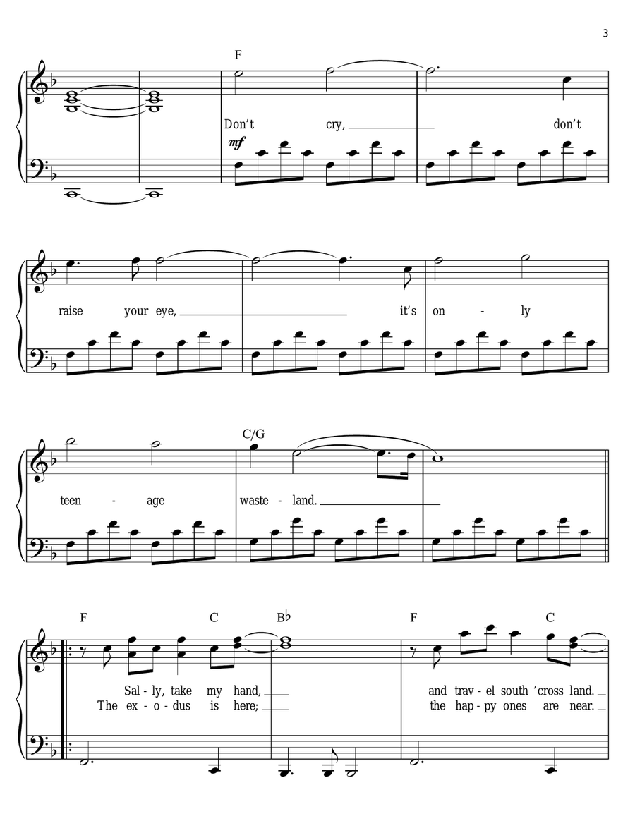 Baba O'Riley Easy Piano scores gallery preview page 3
