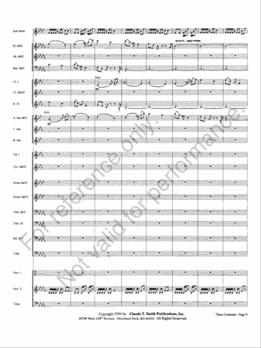 Three Contrasts for Two Horns And Wind Ensemble Concert Band scores gallery preview page 13
