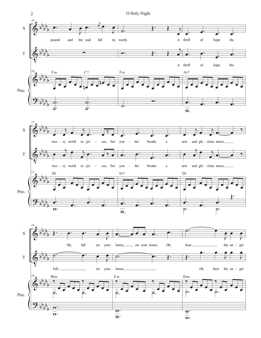 O Holy Night (2-part choir (Soprano & Tenor) - Alternate Version) 2-Part scores gallery preview page 3