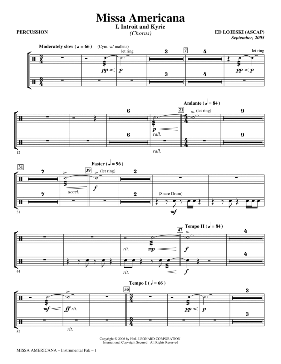 Missa Americana - Percussion Choir scores gallery preview page 1