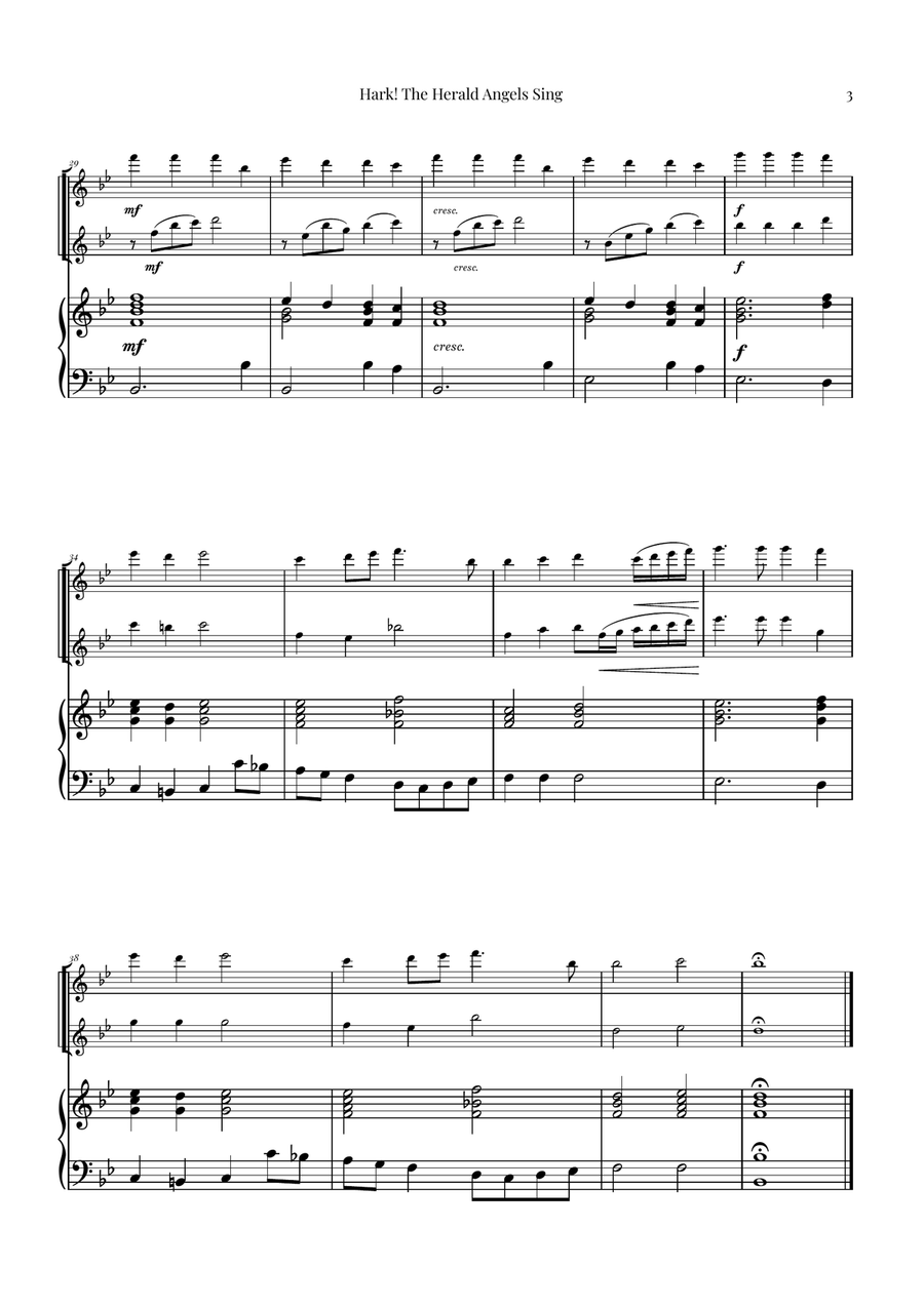 Hark! The Herald Angels Sing - Christmas Carol Duet Flute Duet scores gallery preview page 3