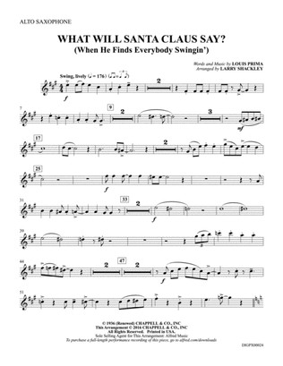 What Will Santa Claus Say? (When He Finds Everybody Swingin'): Alto Saxophone