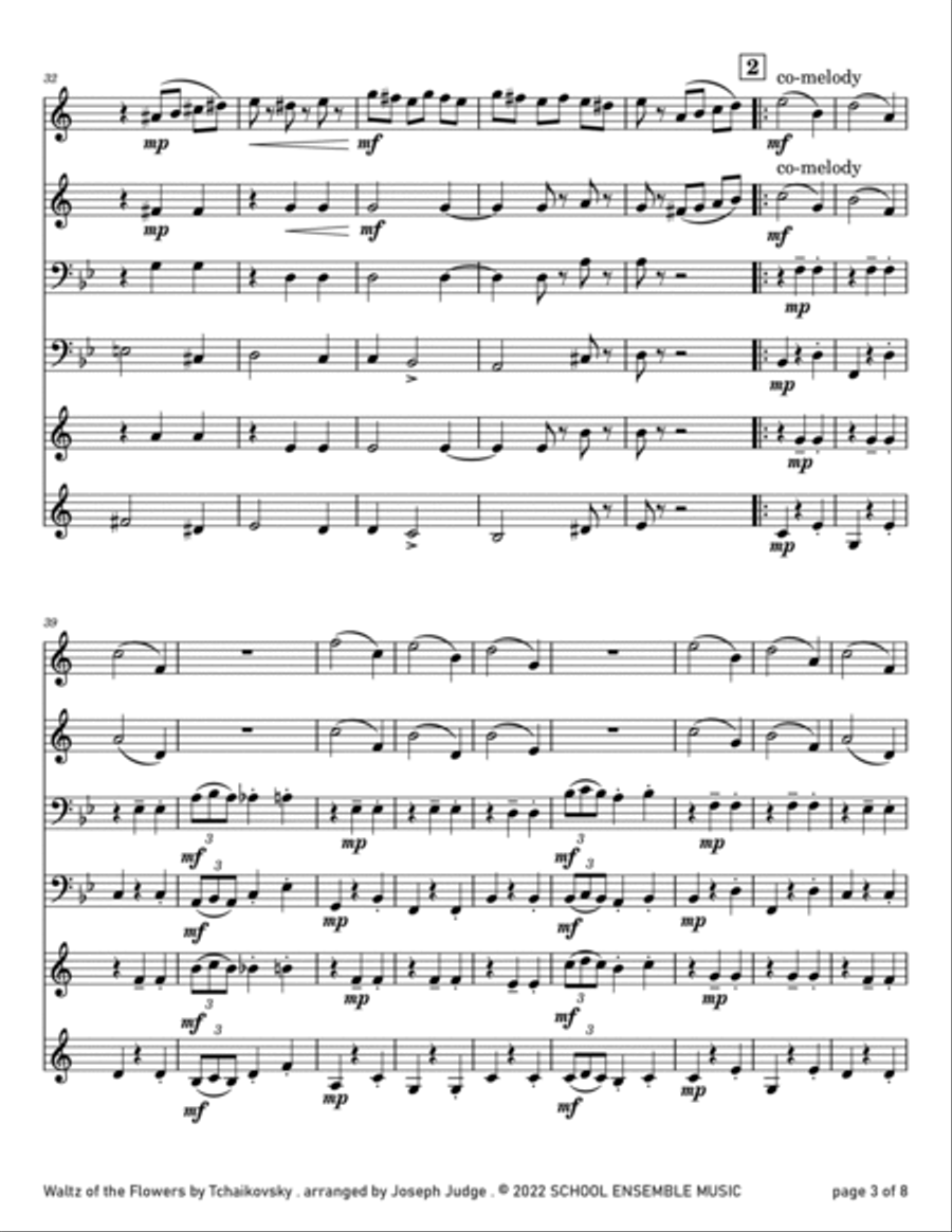 Waltz Of The Flowers by Tchaikovsky for Brass Quartet in Schools Brass Quartet scores gallery preview page 3
