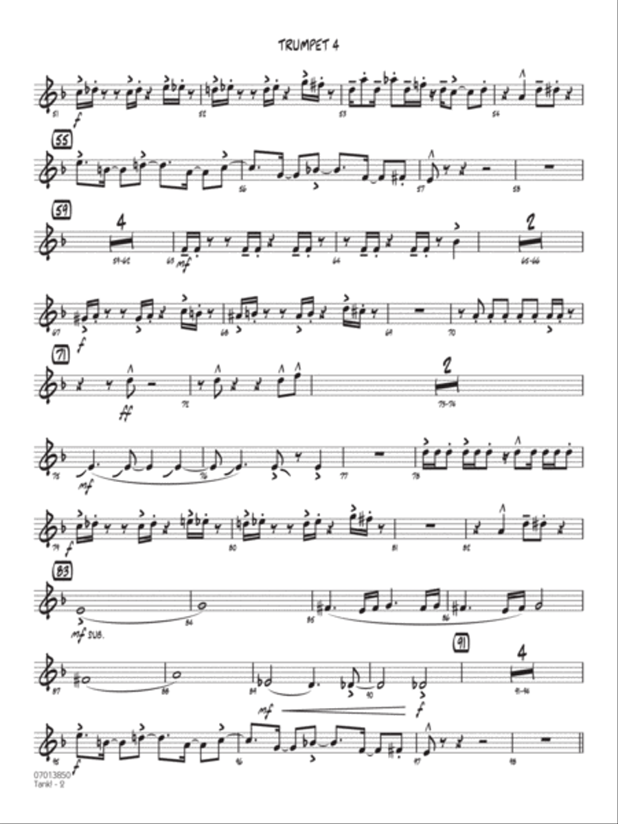 Tank! (from Cowboy Bebop) (arr. John Wasson) - Trumpet 4 Jazz Ensemble scores gallery preview page 2