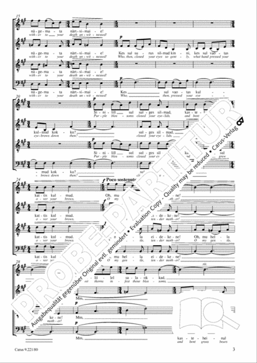 Veljo Tormis: Three soongs from the Epos (Kalevipoeg) Choir scores gallery preview page 4