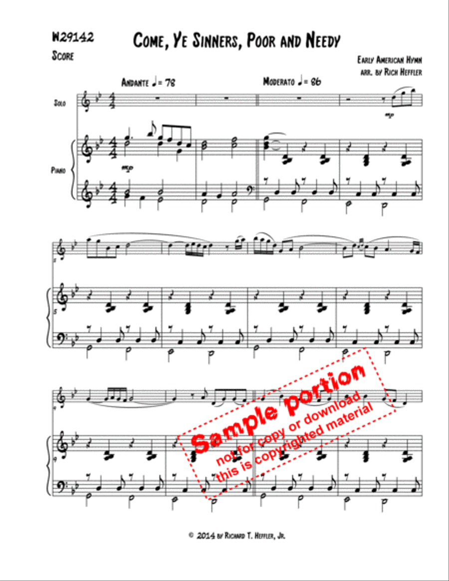Come, Ye Sinners, Poor and Needy Piano Accompaniment scores gallery preview page 2