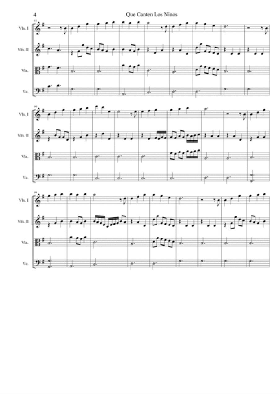 Que Canten Los Ninos Que Canten Los Ninos String Quartet scores gallery preview page 4