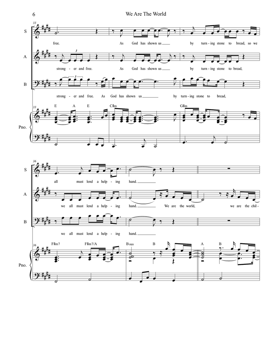 We Are The World 3-Part scores gallery preview page 6