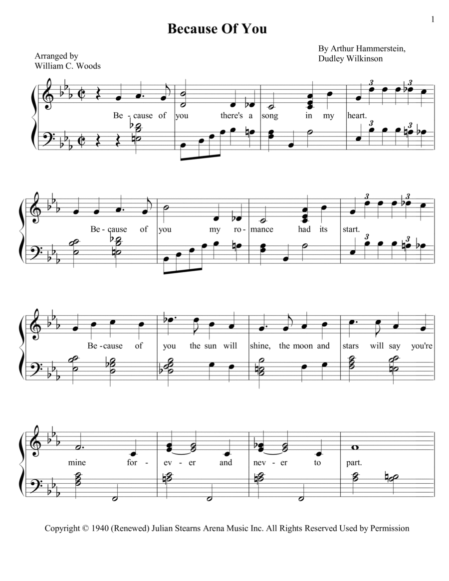 Because Of You Because Of You Piano Solo scores gallery preview page 1
