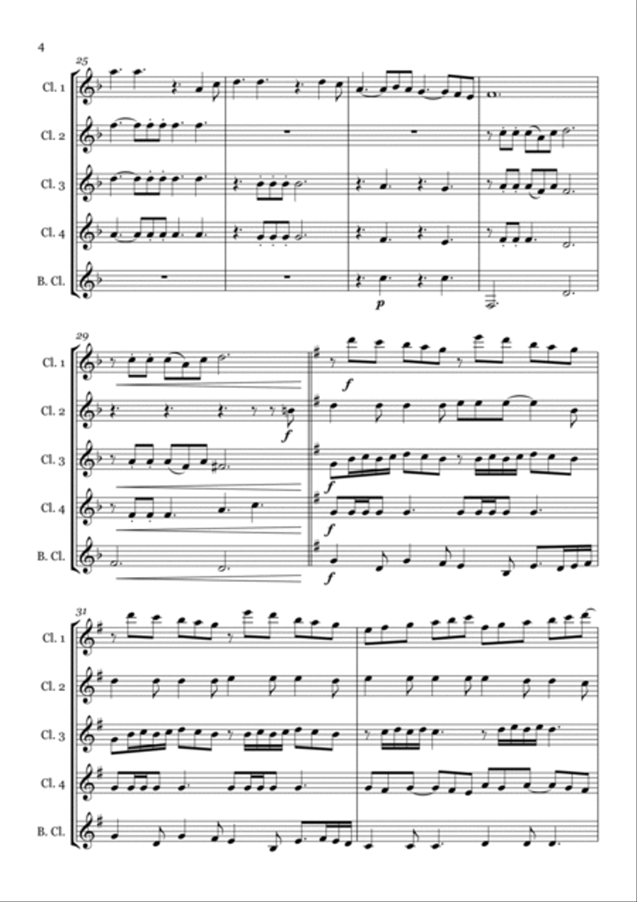 Hallelujah Clarinet Quintet scores gallery preview page 6