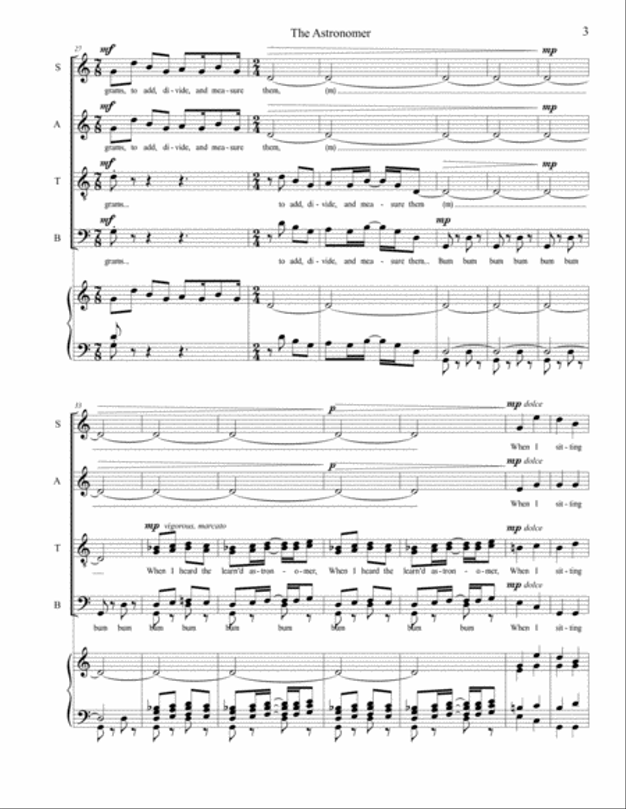 The Astronomer (William Yanesh, Walt Whitman) 4-Part scores gallery preview page 3