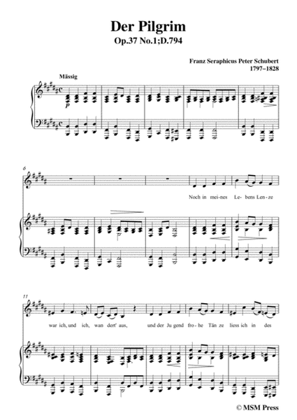 Schubert-Der Pilgrim(Der Pilgrim),Op.37 No.1,in B Major,for Voice&Piano image number null