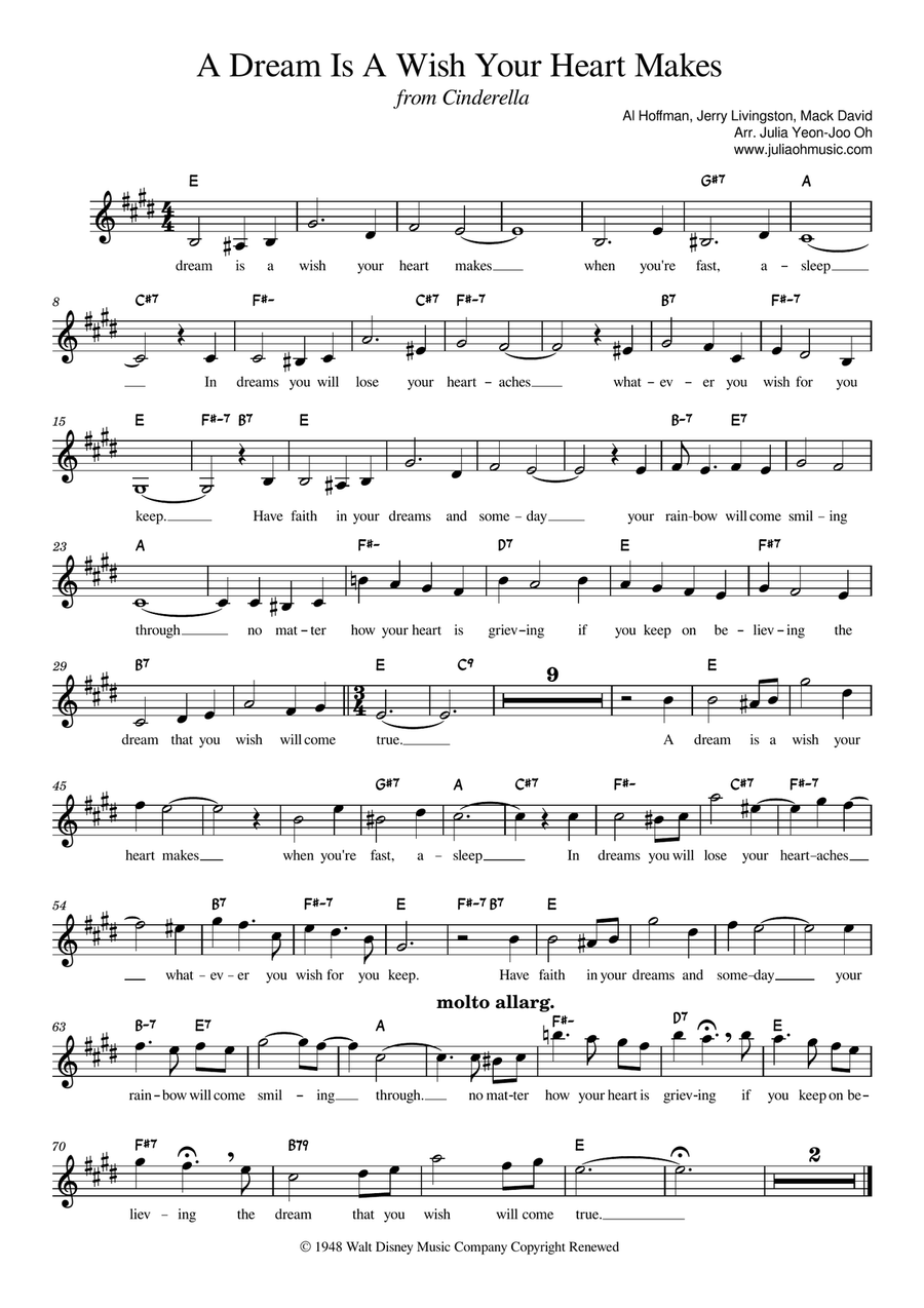 A Dream Is A Wish Your Heart Makes Violin Solo scores gallery preview page 1