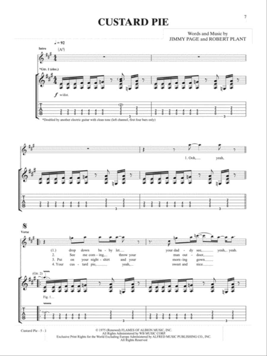 Custard Pie Guitar Tablature scores gallery preview page 1