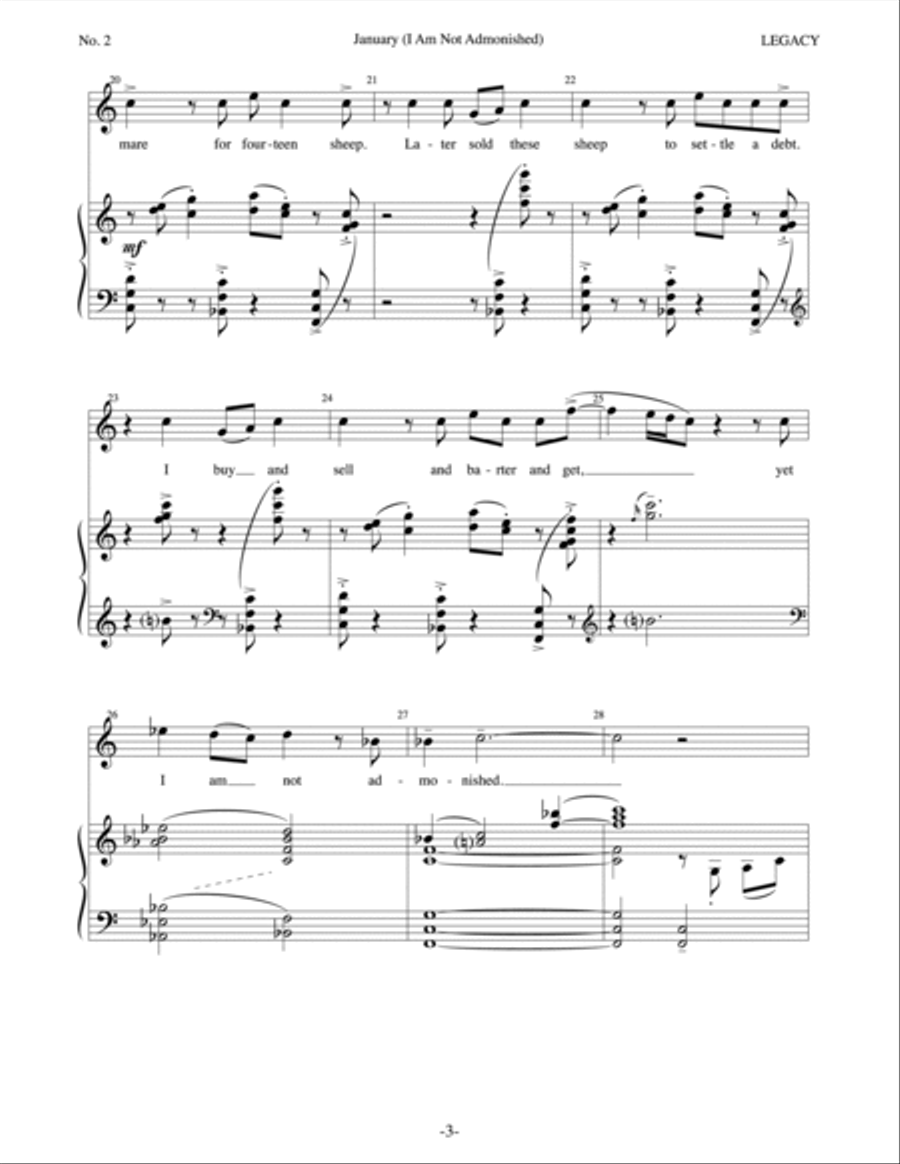 January (I Am Not Admonished) Piano, Vocal scores gallery preview page 3