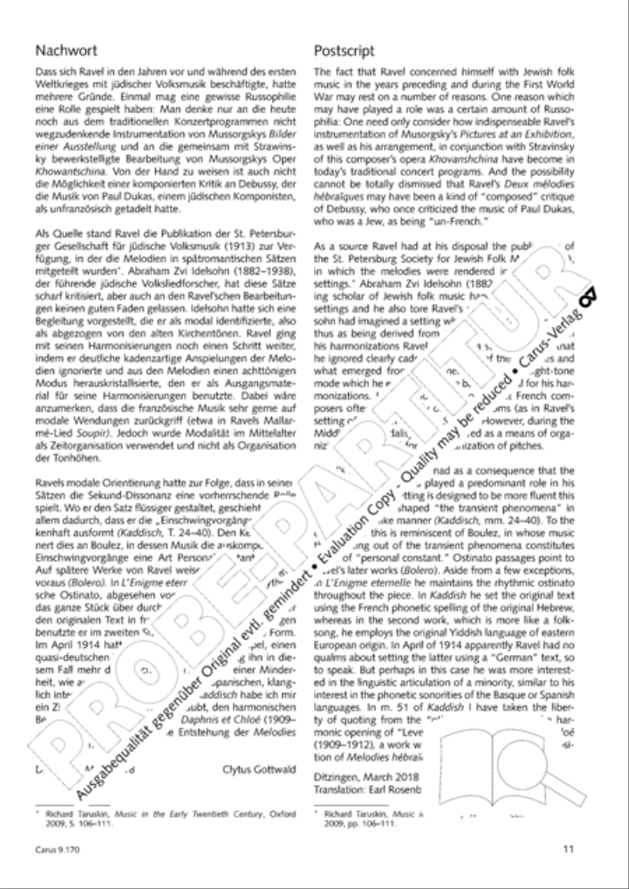 Ravel/Gottwald: Deux melodies hebraiques Score scores gallery preview page 12