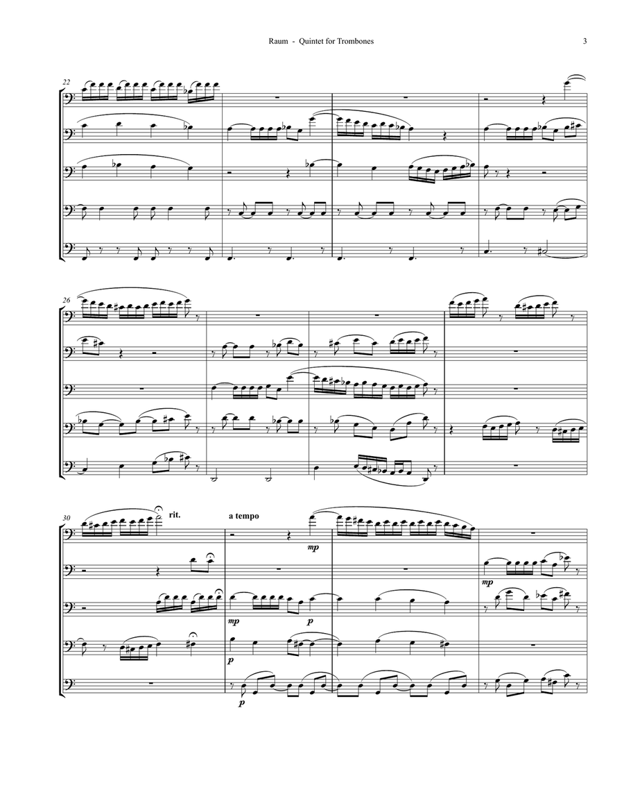 Quintet for Trombones Brass Ensemble scores gallery preview page 3