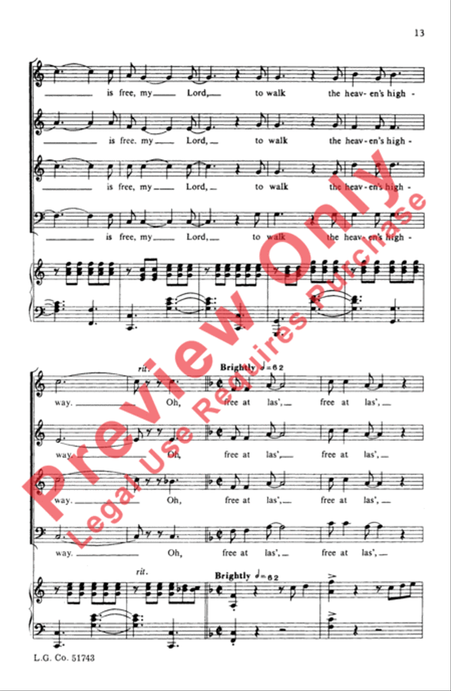 Free, My Lord, Free at Las' 4-Part scores gallery preview page 13