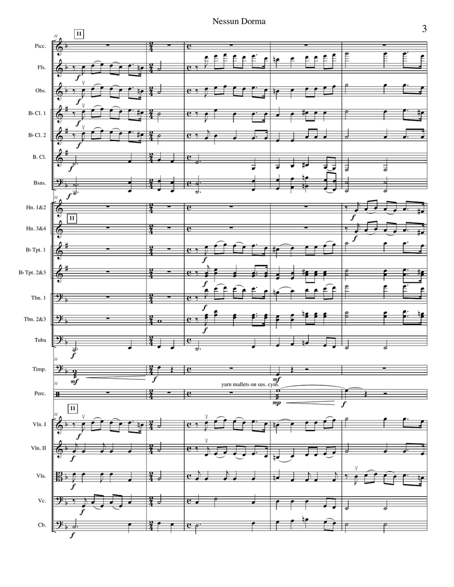 Nessun Dorma Nessun Dorma Full Orchestra scores gallery preview page 3