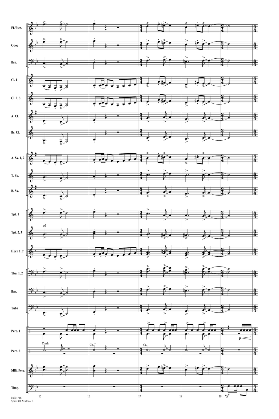 Spirit Of Avalon - Conductor Score (Full Score) Concert Band scores gallery preview page 5