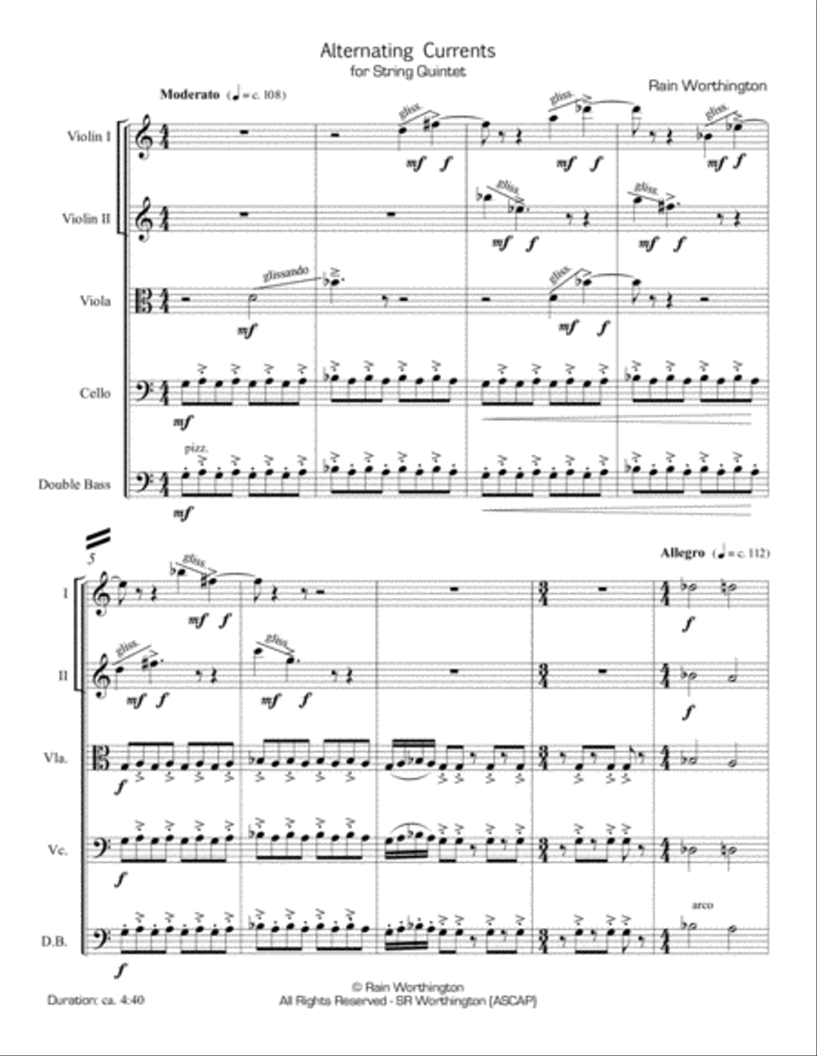 Alternating Currents – for string quintet String Quartet scores gallery preview page 2