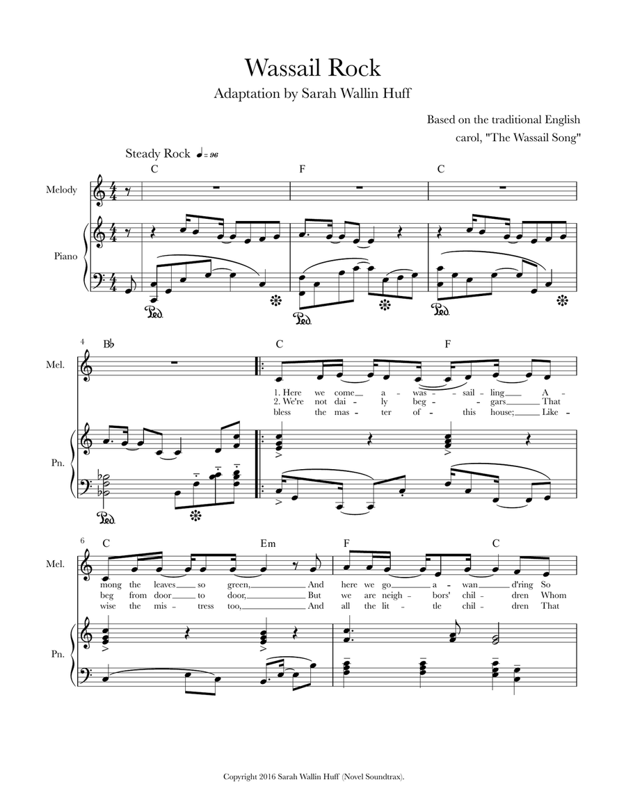 Wassail Rock (C Major) Piano, Vocal scores gallery preview page 3