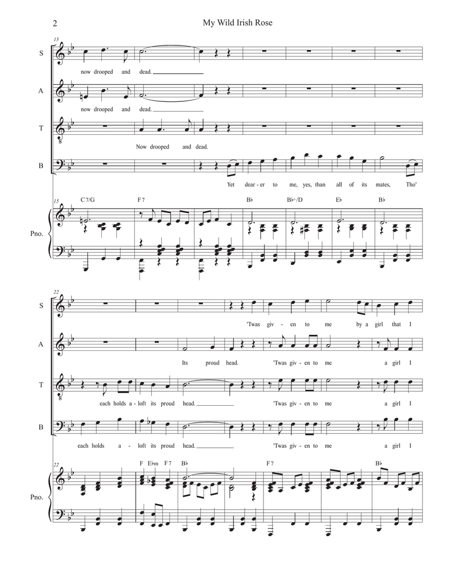 My Wild Irish Rose (SATB) 4-Part scores gallery preview page 2
