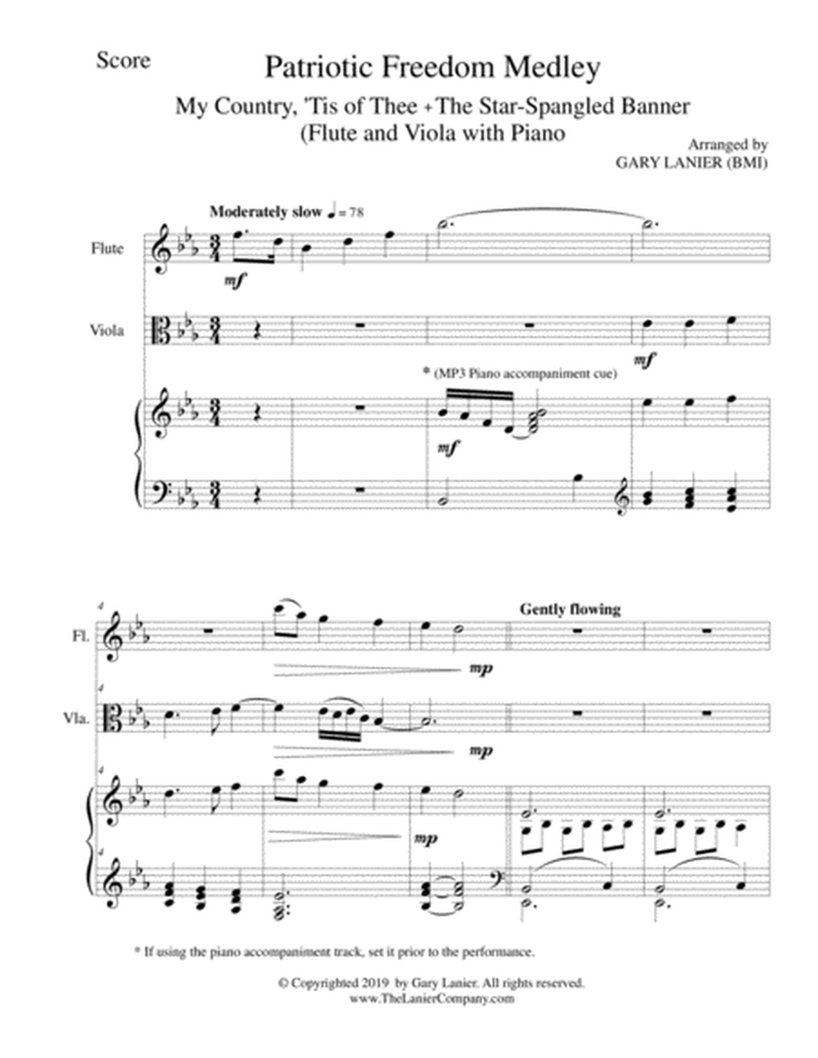 PATRIOTIC FREEDOM MEDLEY (Flute and Viola with Piano/Score and Parts) image number null
