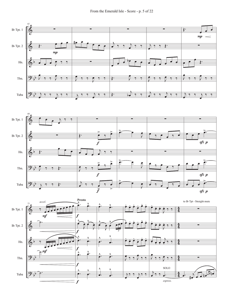 From The Emerald Isle - Full Score Brass Quintet scores gallery preview page 5