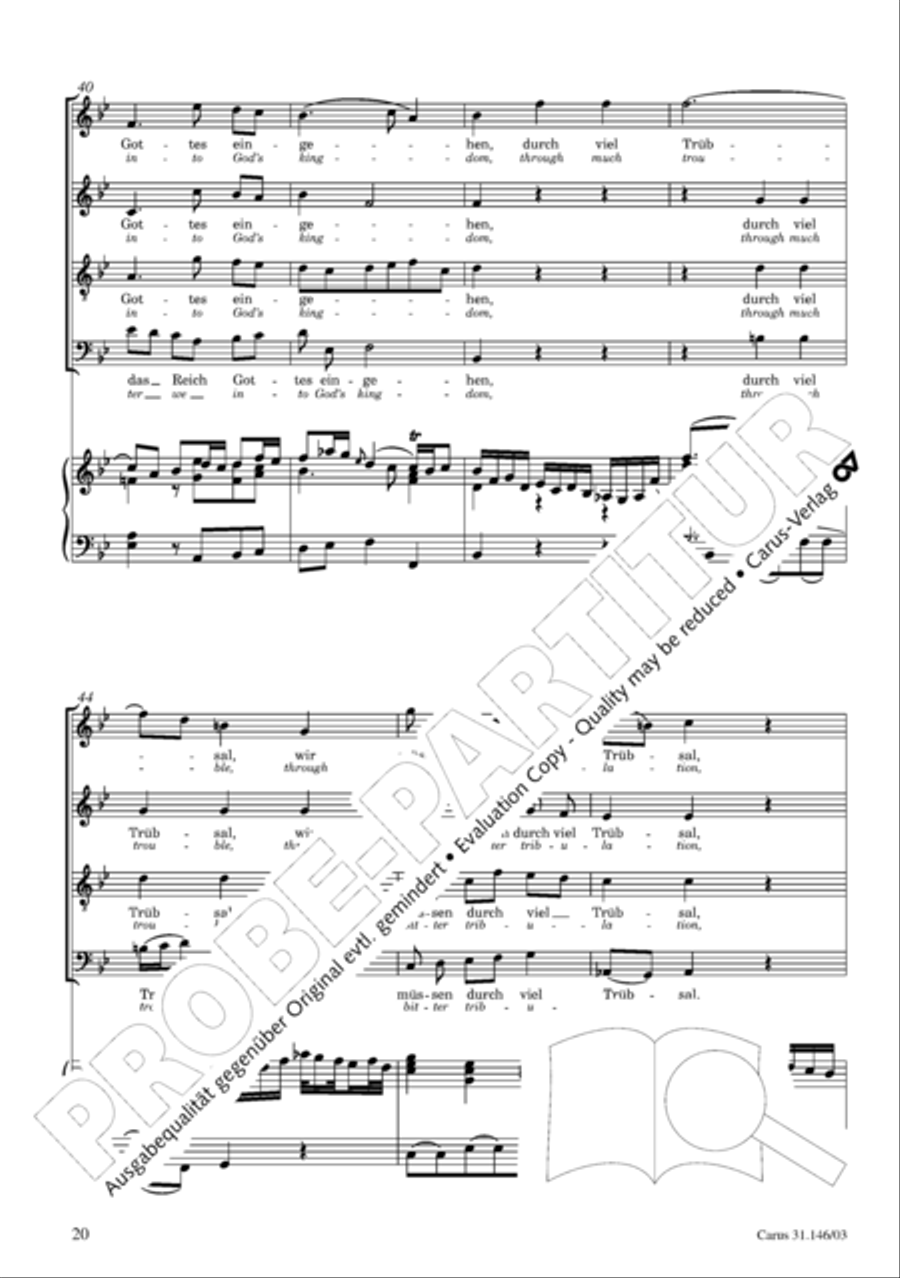 Through bitter tribulation we enter into God's kingdom (Wir mussen durch viel Trubsal in das Reich Gottes eingehen) 4-Part scores gallery preview page 21