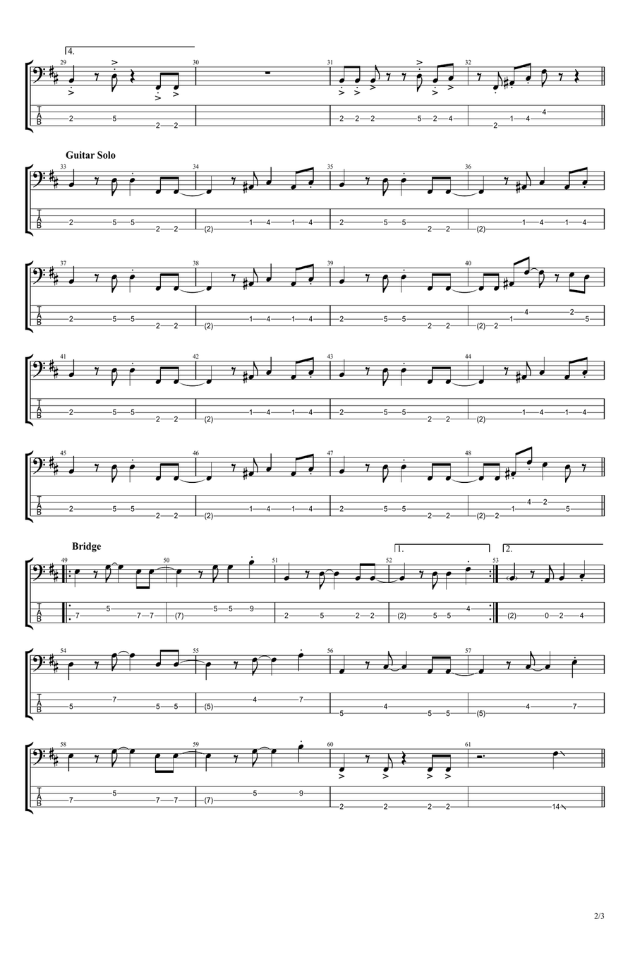 Corazon Espinado Corazon Espinado Bass Guitar Tablature scores gallery preview page 2