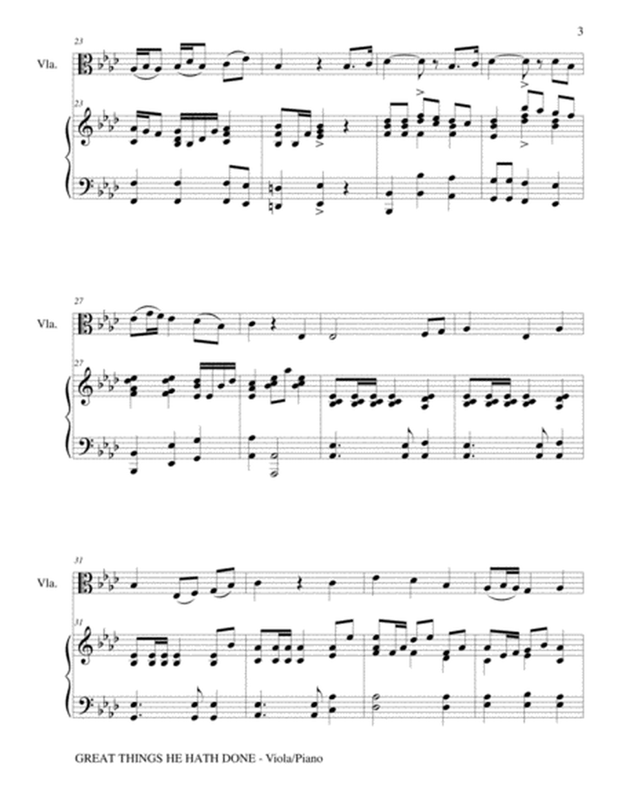 GREAT THINGS HE HATH DONE (Viola with Piano - Score & Part included) image number null