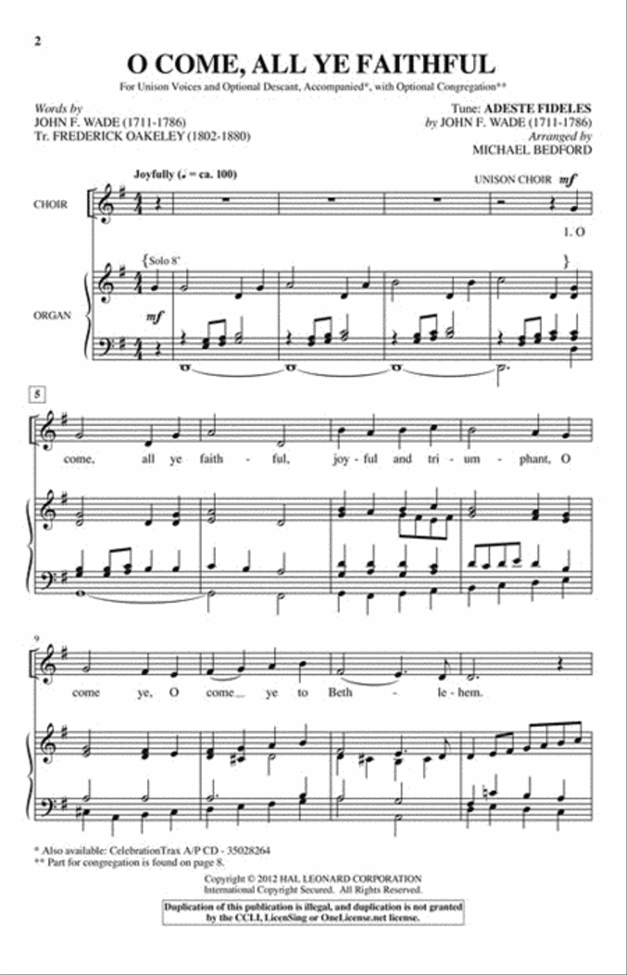 O Come, All Ye Faithful O Come, All Ye Faithful Unison Choir scores gallery preview page 2