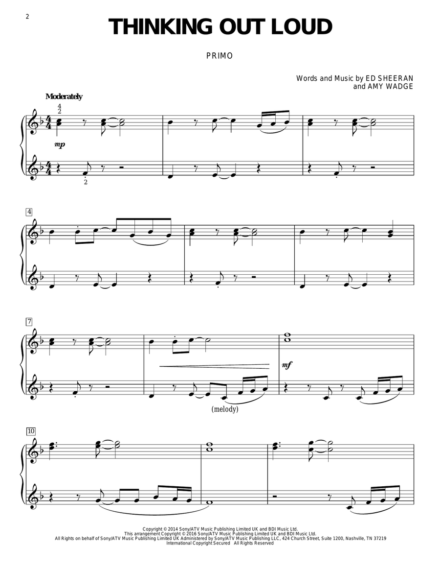 Thinking Out Loud Thinking Out Loud Piano Duet scores gallery preview page 2