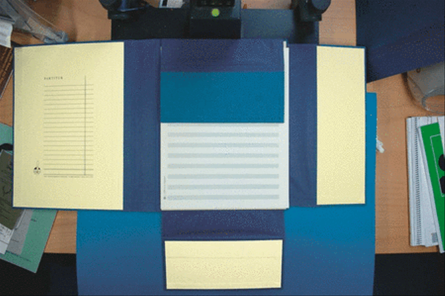 Blue orchestral folder with a closing strap Folders & Binders scores gallery preview page 1