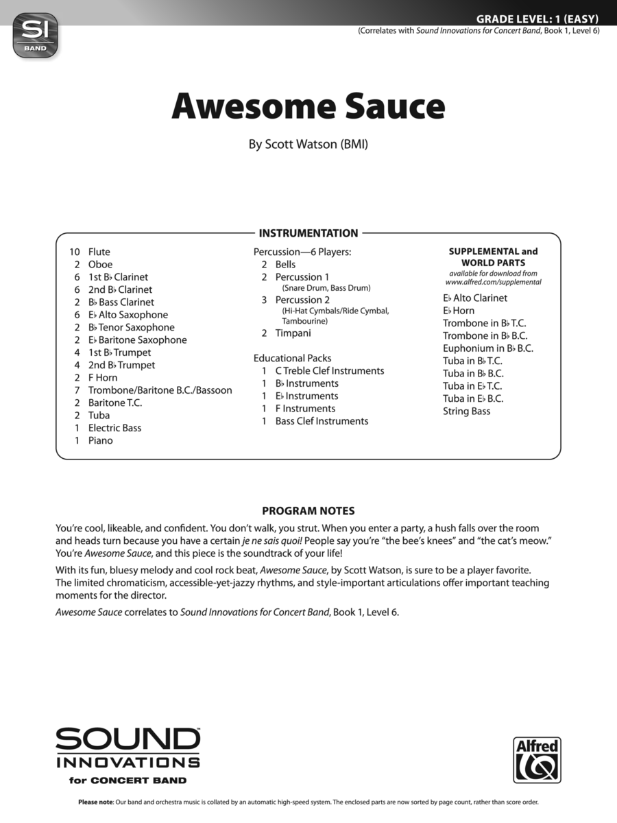 Awesome Sauce: Score Concert Band scores gallery preview page 1